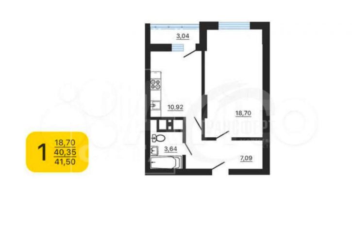 1-комн квартира 9 Января улица, 233к40