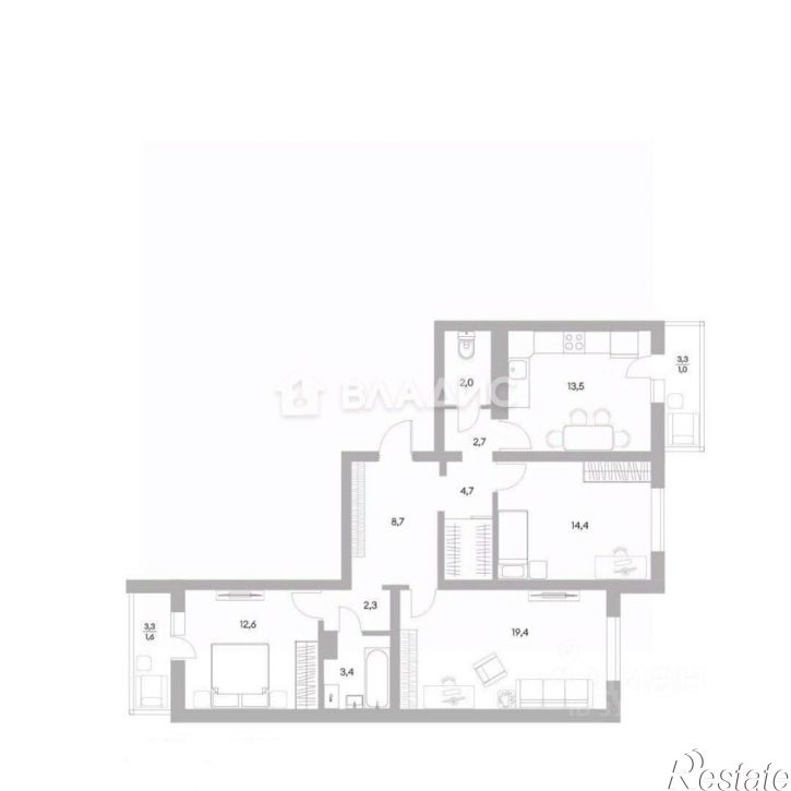 3-комн квартира Жемчужная улица, 6В,  д. 6В