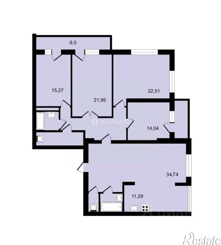 4-комн квартира улица Ворошилова, 1/4,  д. 1/4