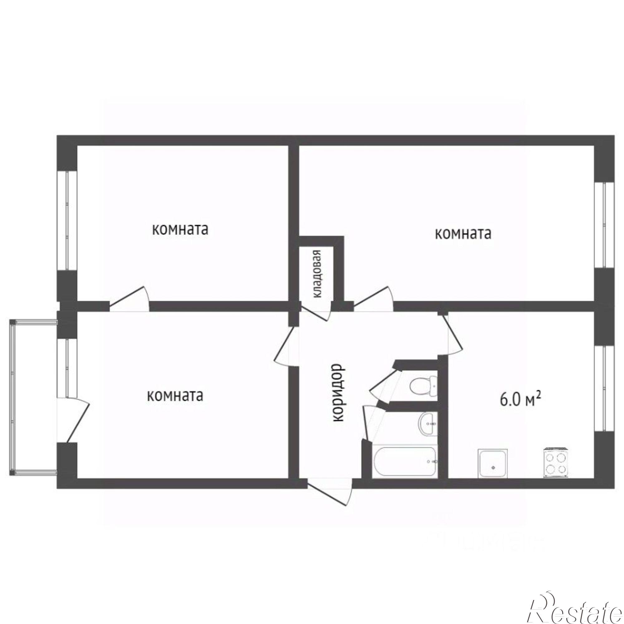 Купить квартиру за 2 090 000 рублей на улица Остужева, 44