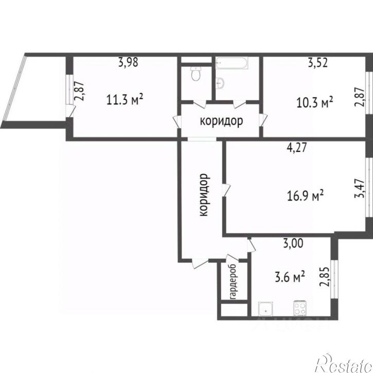 3-комн квартира улица Генерала Лизюкова, 101,  д. 101