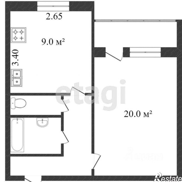 1-комн квартира улица Екатерины Зеленко, 22А,  д. 22А