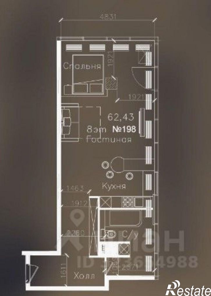 2-комн квартира Воронеж, улица Куколкина, 18