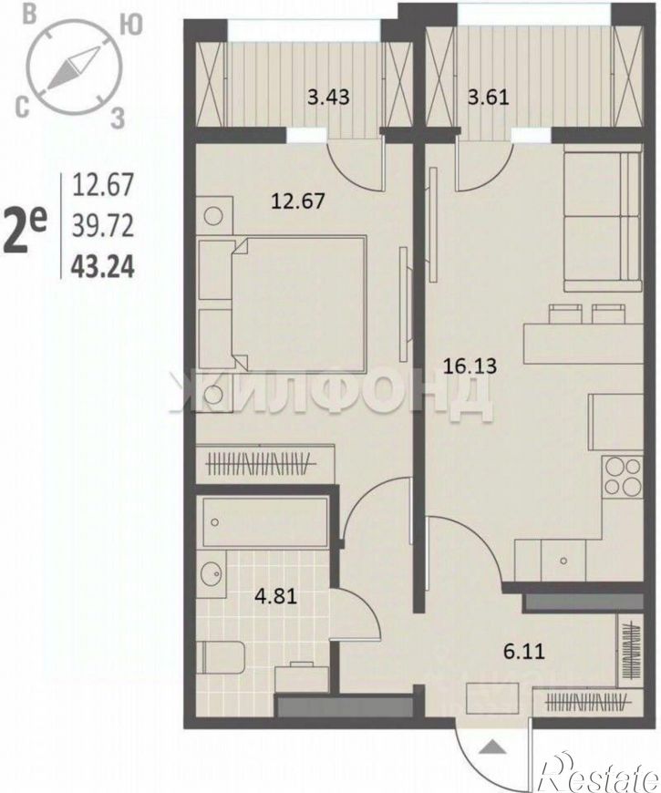 1-комн квартира Воронеж, Краснознамённая улица, 72