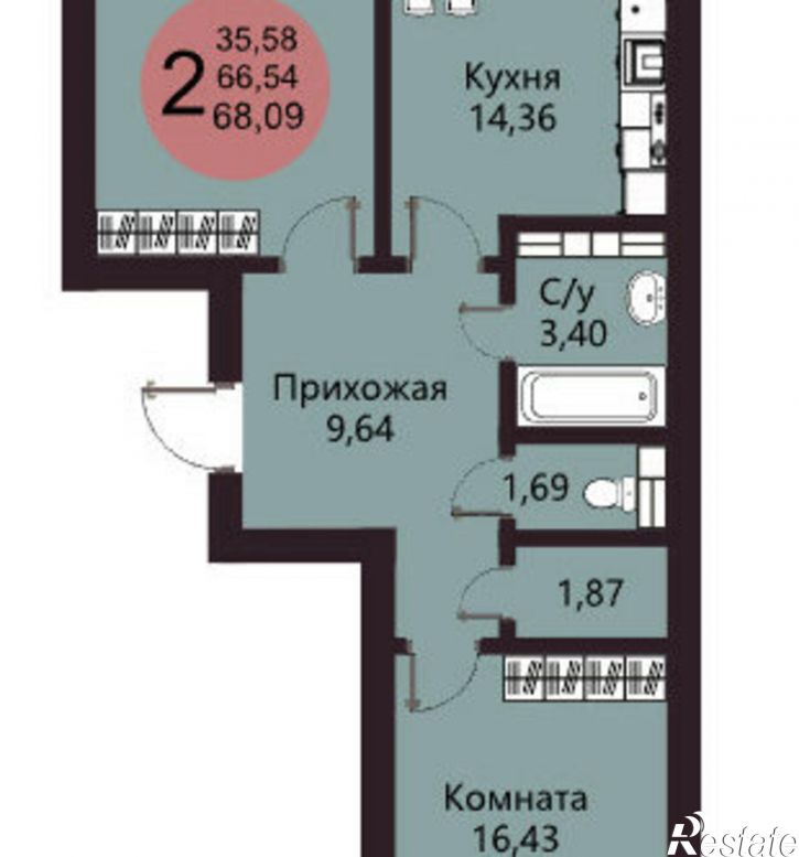 2-комн квартира в новом доме ул 45 стрелковой дивизии, 117,  д. 117