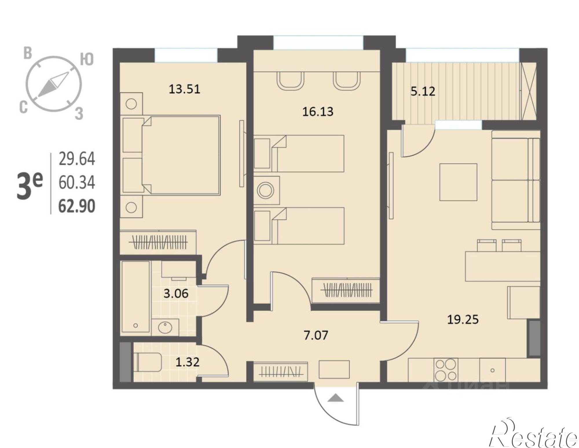 Купить квартиру за 9 749 500 рублей на Краснознамённая улица, 72