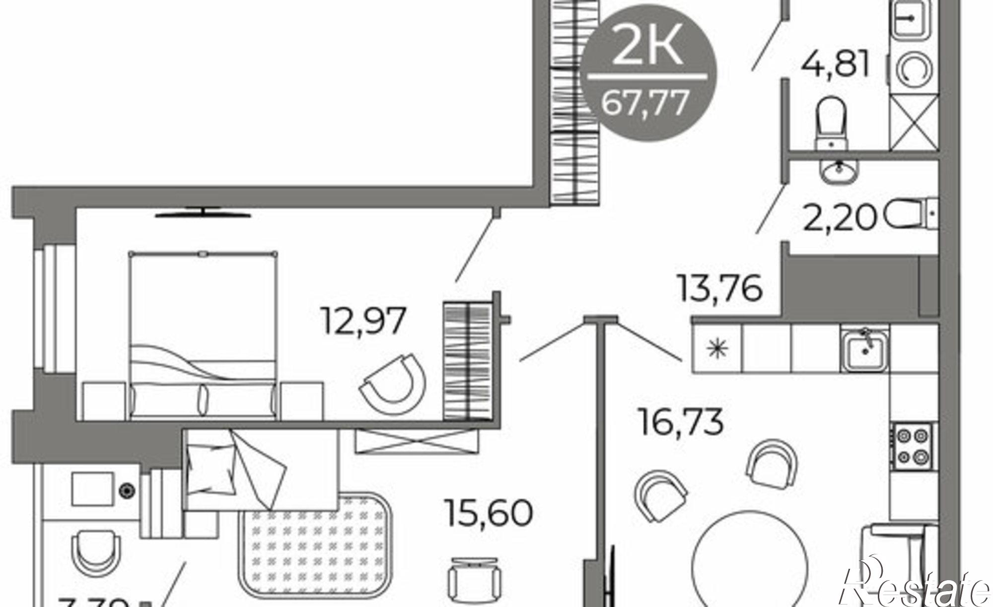 Купить квартиру за 10 392 100 рублей на ул Кривошеина, 13/14