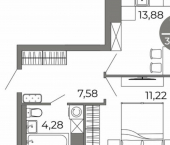 1-комн, 38 кв м, этаж 19/25 ул Кривошеина, 13/14