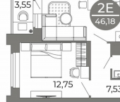 1-комн, 46 кв м, этаж 23/25 ул Кривошеина, 13/14