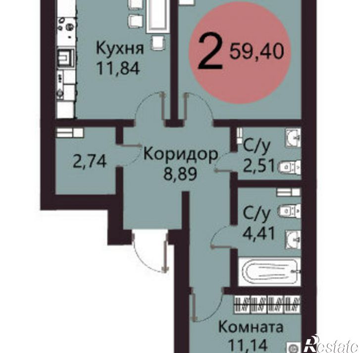 2-комн квартира в новом доме ул Матросова, 64А/2,  д. 64А/2