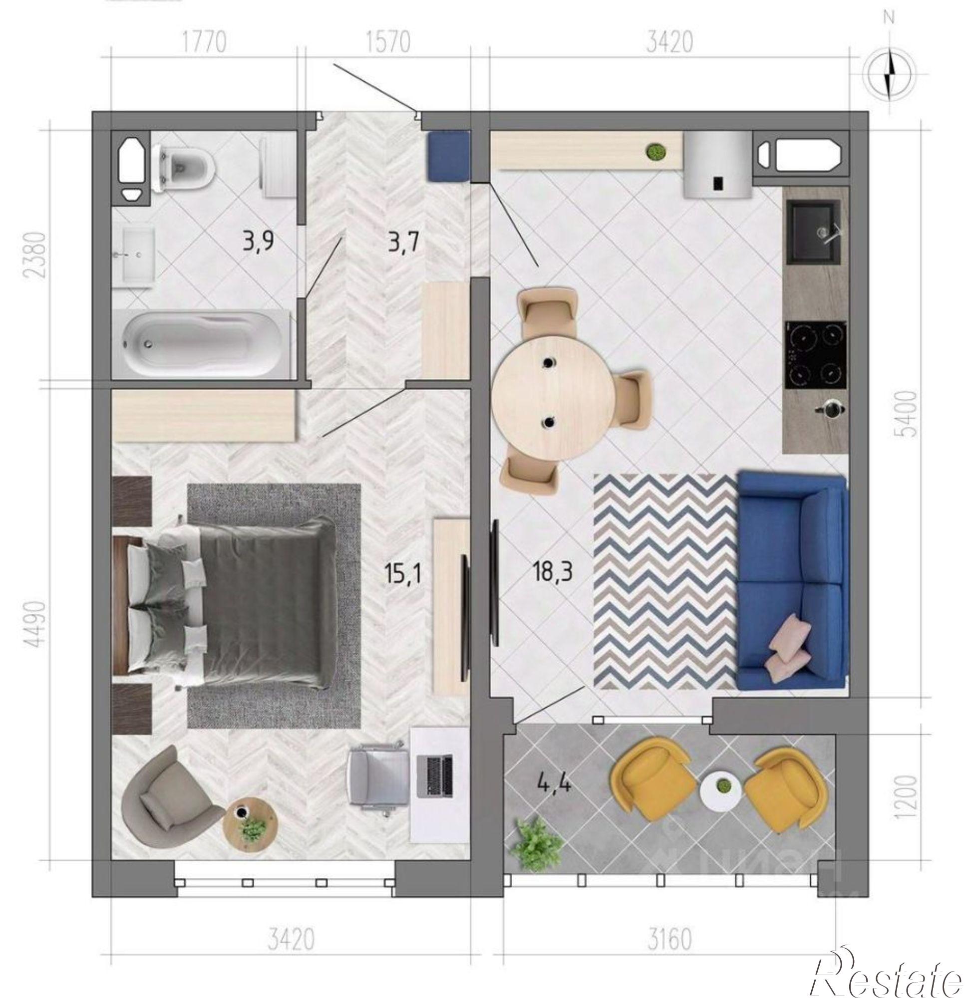 Купить квартиру за 4 108 580 рублей на улица Фёдора Тютчева, 105