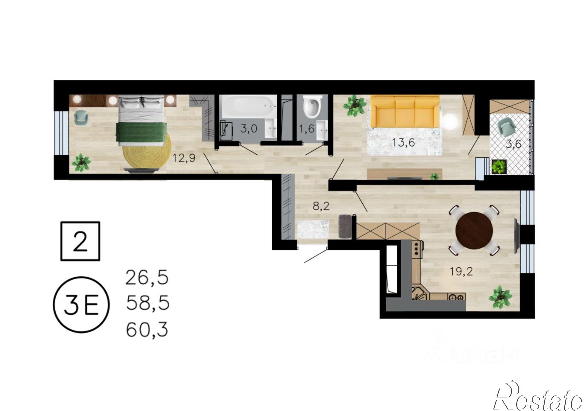 Купить квартиру за 7 626 510 рублей на ул Рокоссовского, 53