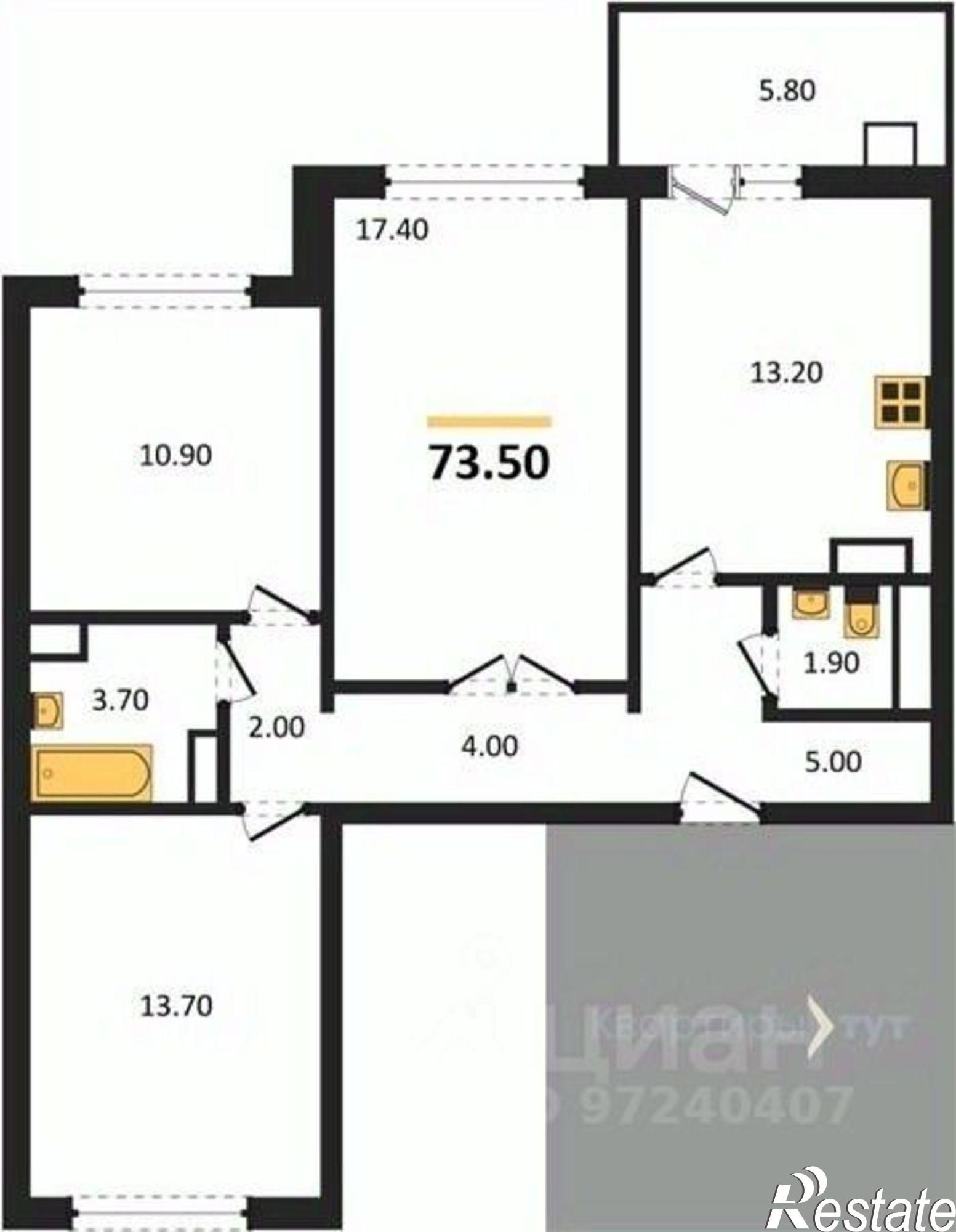Купить квартиру за 7 105 820 рублей на улица Шибилкина, 5