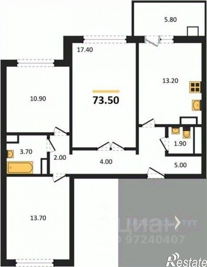 3-комн квартира в новом доме улица Шибилкина, 5,  д. 5