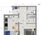 1-комн, 47 кв м, этаж 2/18 ул Федора Тютчева, 95л