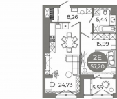 1-комн, 57 кв м, этаж 3/9 улица Революции 1905 года, 14