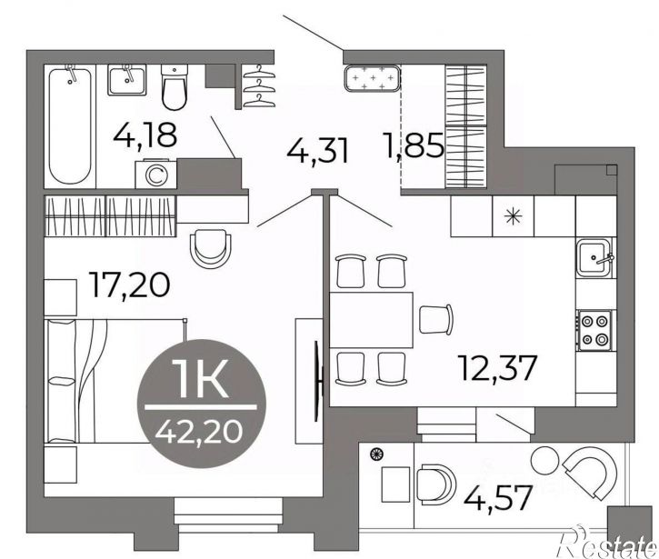 1-комн квартира в новом доме улица Кривошеина, 13/14,  д. 13/14