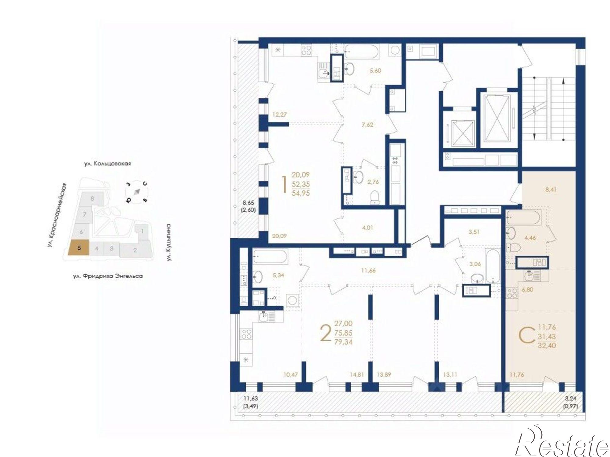 Купить квартиру за 10 018 100 рублей на улица Фридриха Энгельса, 88 стр.