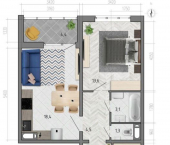 2-комн, 69 кв м, этаж 17/18 улица Фёдора Тютчева, 105