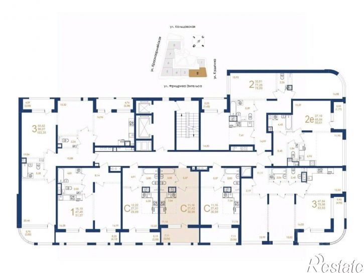 1-комн квартира в новом доме улица Фридриха Энгельса, 88 стр.,  д. 88 стр.