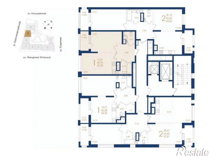 1-комн квартира в новом доме улица Фридриха Энгельса, 88 стр.,  д. 88 стр.
