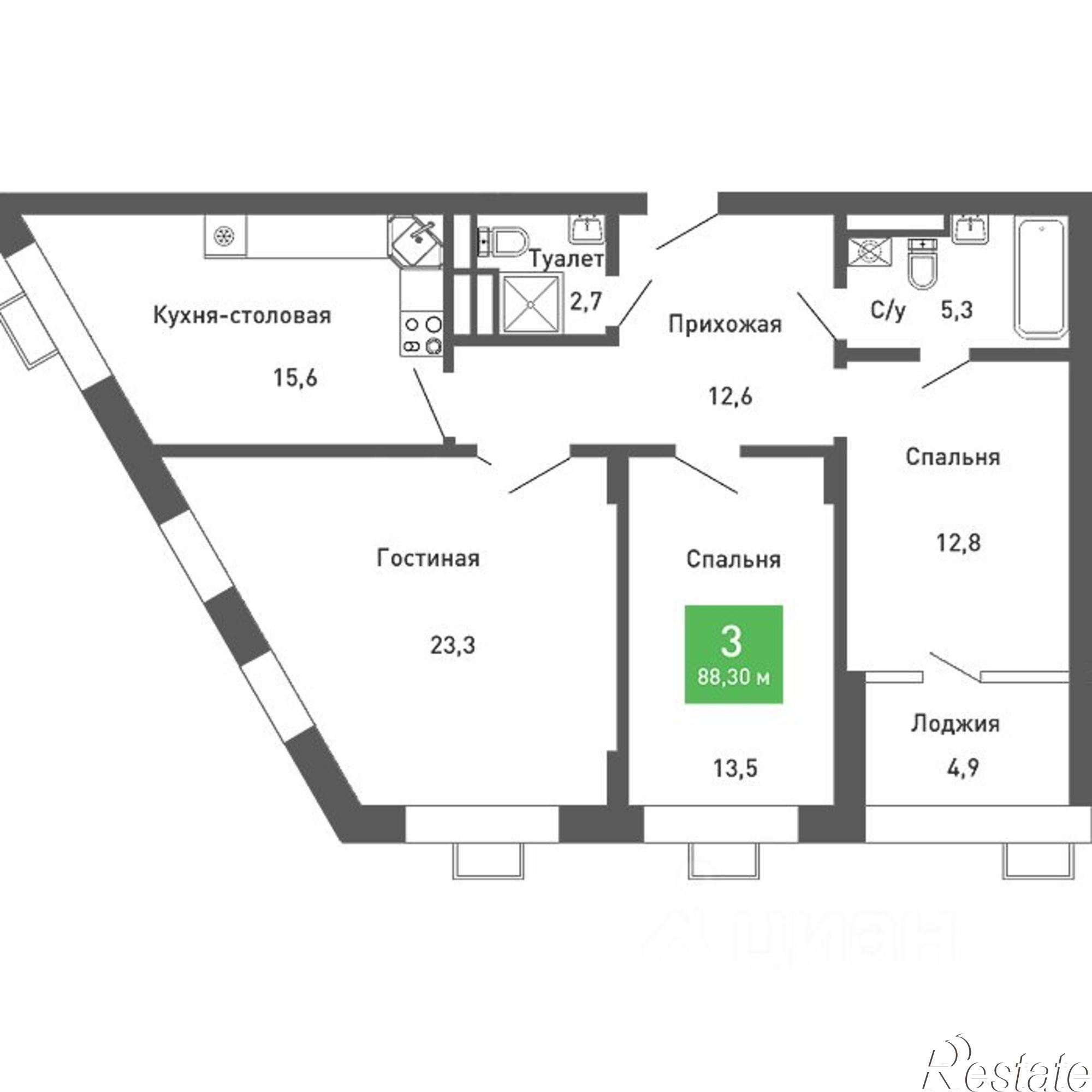 Купить квартиру за 15 038 100 рублей на улица Остужева