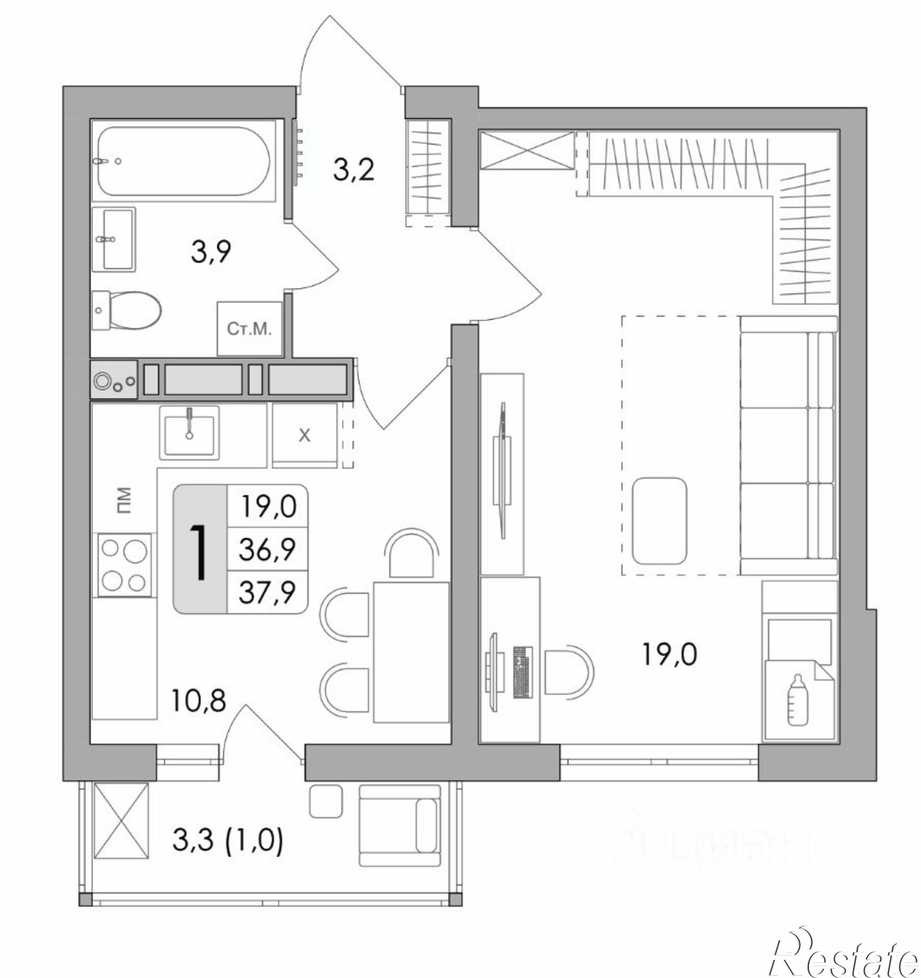 Купить квартиру за 3 968 130 рублей на улица Шидловского, 28
