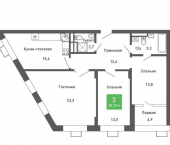 3-комн, 88 кв м, этаж 7/14 улица Остужева
