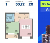1-комн, 34кв м, этаж 20/23 ул Независимости, 55В
