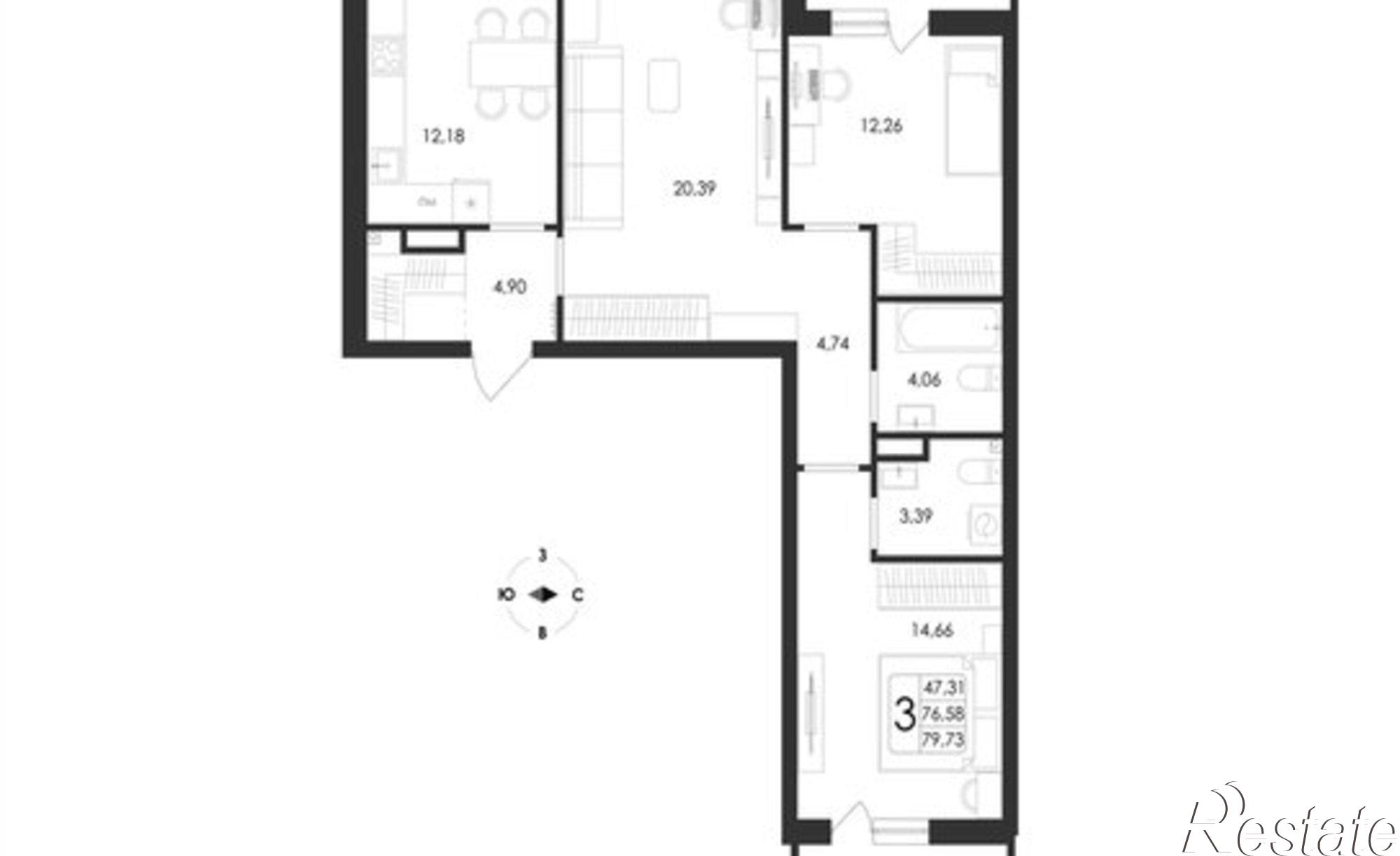Купить квартиру за 12 043 900 рублей на ул Ключевая, 1В