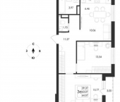 3-комн, 65 кв м, этаж 2/17 ул Ключевая, 1В