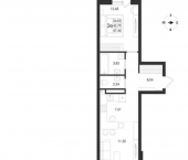 2-комн, 47 кв м, этаж 16/17 проспект Патриотов, поз. 7