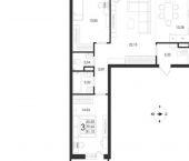 3-комн, 81 кв м, этаж 2/17 проспект Патриотов, поз. 7
