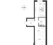 2-комн, 49 кв м, этаж 6/17 проспект Патриотов, поз. 7