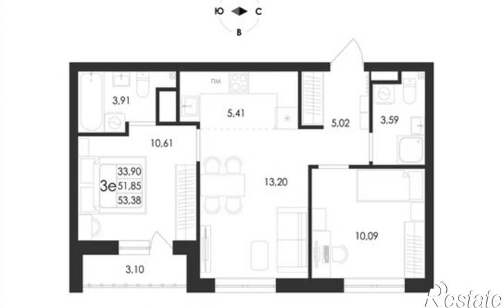 3-комн квартира в новом доме ул Ключевая, 1В,  д. 1В