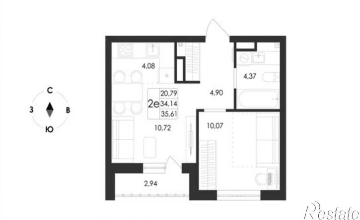 2-комн квартира в новом доме ул Ключевая, 1В,  д. 1В