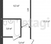 1-комн, 35кв м, этаж 3/3 ул Орджоникидзе, 19