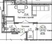 2-комн, 48кв м, этаж 4/18 улица Независимости, 78Б к.2