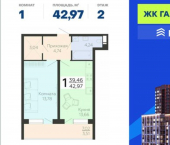 1-комн, 43кв м, этаж 2/21 ул Независимости, 80Б