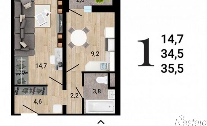 1-комн квартира в новом доме Ростовская улица, 18а/2,  д. 18а/2