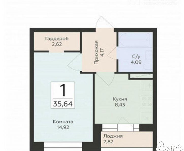 1-комн квартира в новом доме улица Матросова, 64А