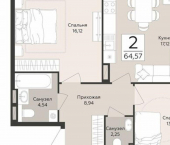 2-комн, 65 кв м, этаж 3/12 набережная Массалитинова, 1/1