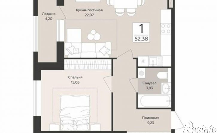 1-комн квартира в новом доме ул Кавалерийская, 15,  д. 15