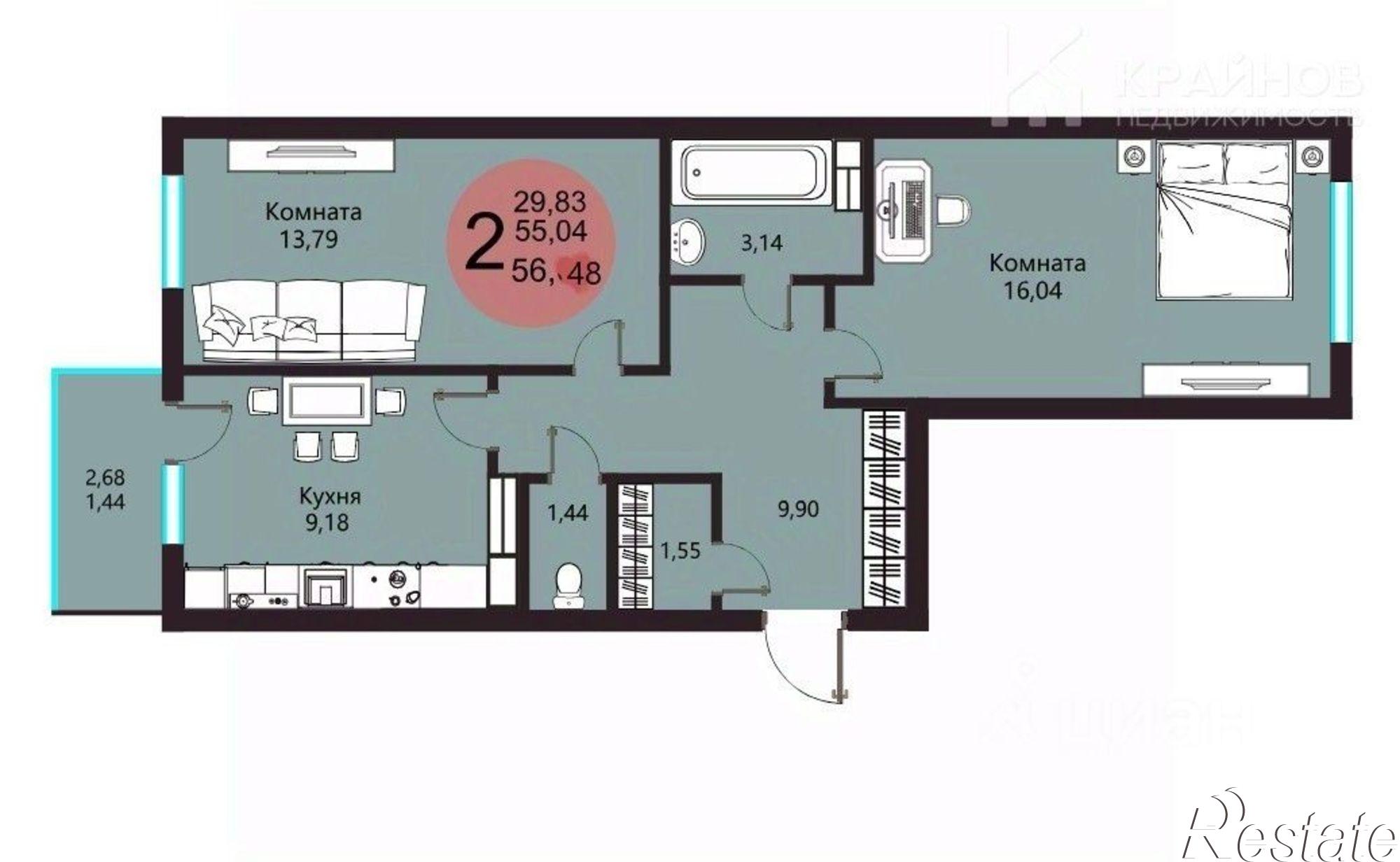 Купить квартиру за 4 300 000 рублей на Острогожская улица, 156/1