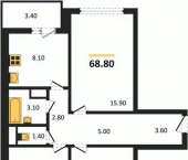 3-комн, 68 кв м, этаж 7/17 улица Шибилкина, уч. 9
