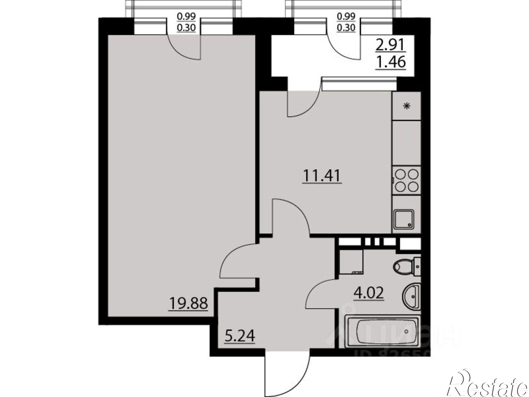 Купить квартиру за 9 851 570 рублей на улица Ворошилова, 1