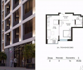 1-комн, 45 кв м, этаж 9/9 ул Ломоносова, 90