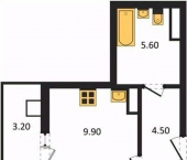 1-комн, 39 кв м, этаж 7/17 улица Шибилкина, 5