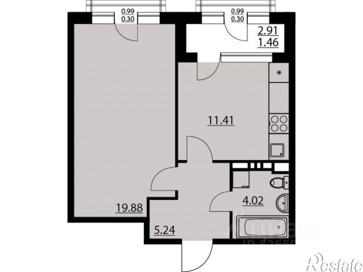 1-комн квартира в новом доме улица Ворошилова, 1,  д. 1