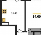 1-комн, 34 кв м, этаж 12/18 Московский пр-кт, 66